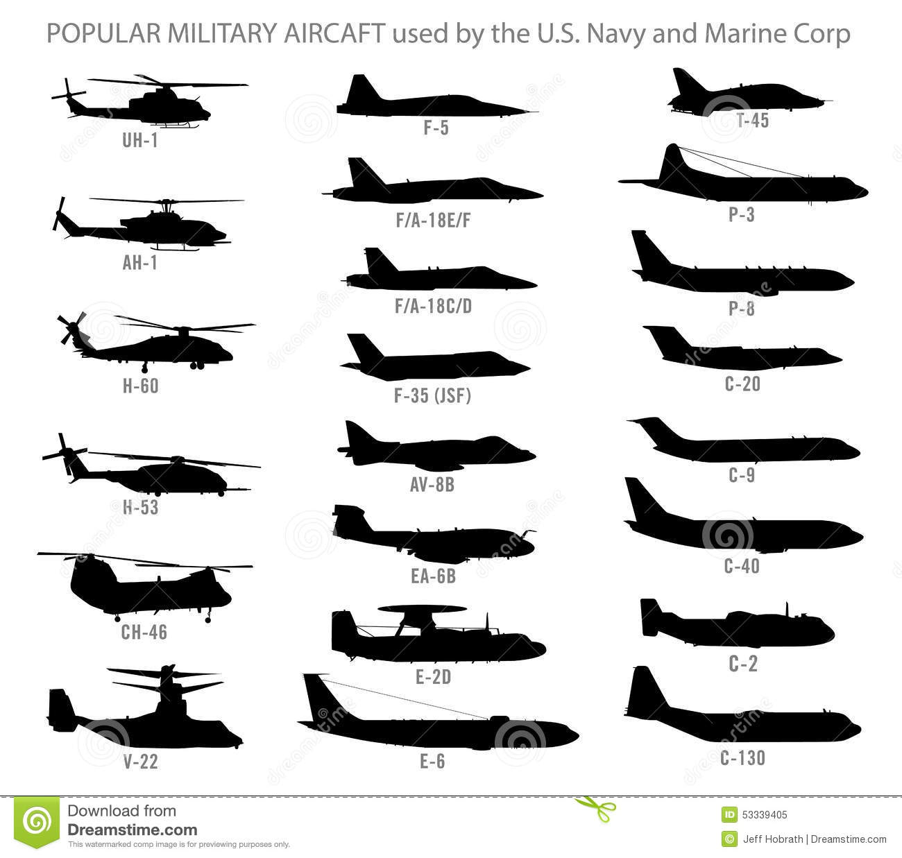 Stock Vector  Modern Military Aircraft Silhouettes