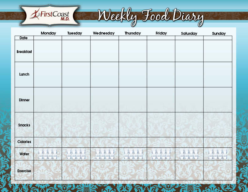 Use Our Weekly Food Diary To Keep Track Of Your Meals And Weight Loss