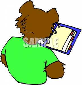     Wearing Clothes And Reading A Notebook   Royalty Free Clipart Picture