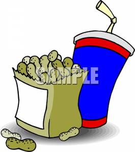 Bag Of Peanuts And A Soda   Royalty Free Clipart Picture