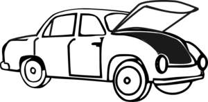 Clip Art Black And White Car With Hood Open