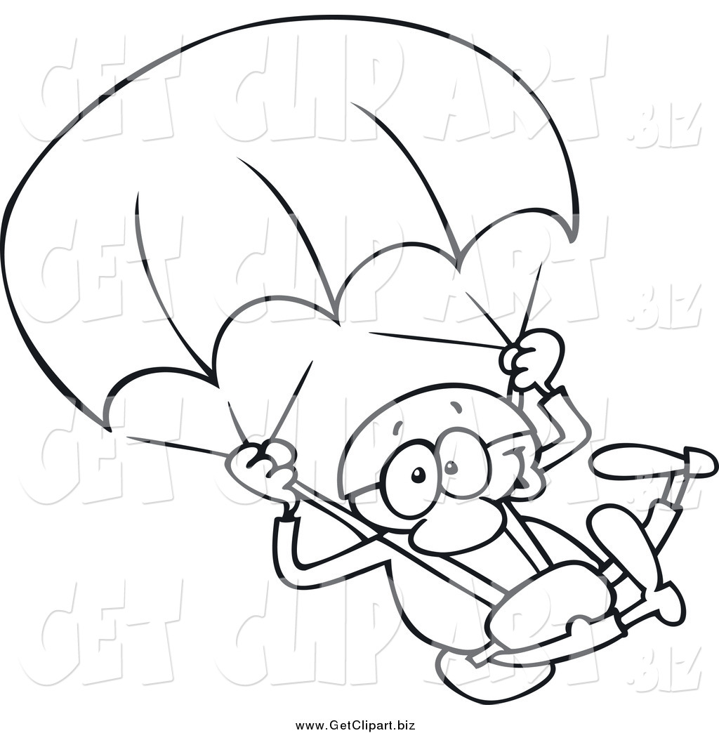 Clip Art Of A Black And White Male Skydiver With A Parachute By Gnurf