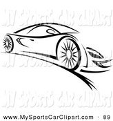 Clip Art Of A Sleek Black And White Sports Car By Seamartini Graphics