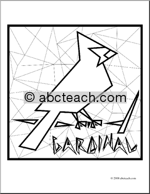 Clip Art  Cardinal  Coloring Page    Preview 1