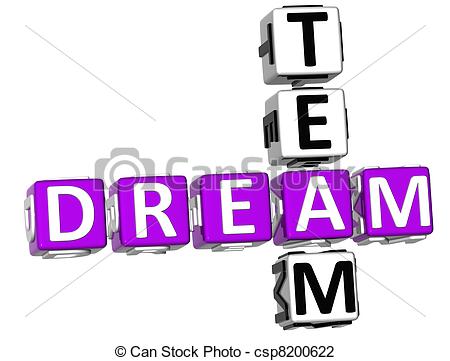 Clip Art Of 3d Dream Team Crossword On White Background Csp8200622
