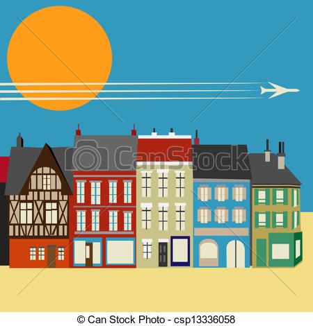 Clipart Vector Of High Street Shops Simplistic Vector Background Image