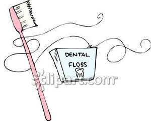 Floss Teeth Clipart A Pink Toothbrush And Floss
