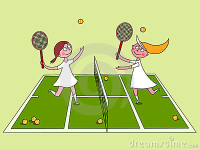 Girls Playing Tennis Royalty Free Stock Photography   Image  18313657