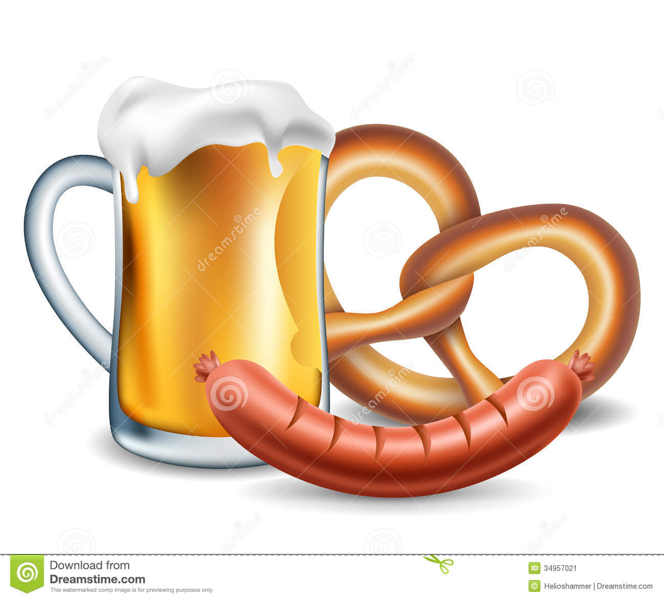 Oktoberfest Food Beer Sausage And Pretzel Stock Image   Image