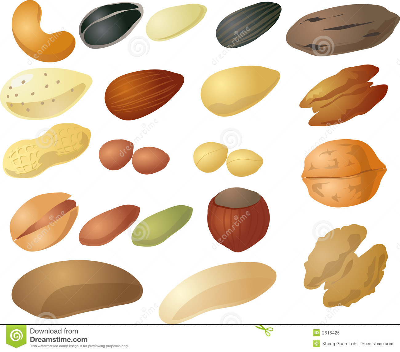 Various Nuts And Seeds Isometric 3d Illustration  Cashew Peanut