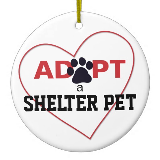 Adopt A Shelter Pet Double Sided Ceramic Round Christmas Ornament