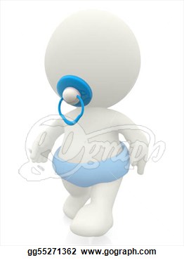 Clipart   3d Baby Walking In Diapers   Isolated Over A White