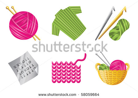 Crochet Hook And Yarn Clip Art Icons For Crochet And Knitting