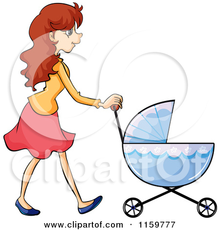 Mother Strolling Down Town   Royalty Free Vector Clipart By Iimages