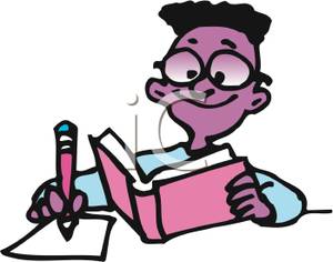 Young Boy Doing His Homework   Royalty Free Clipart Picture
