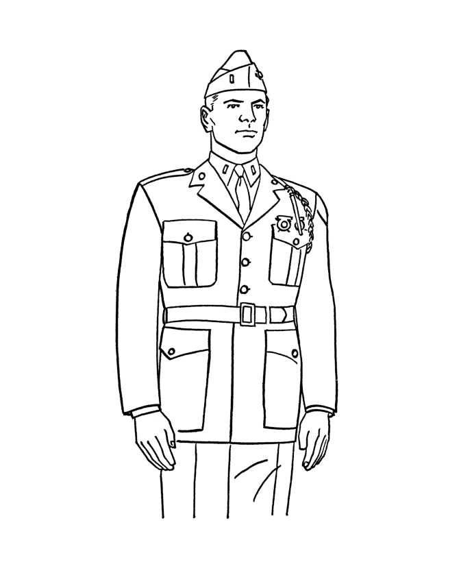 Bluebonkers  Armed Forces Day Coloring Page Sheets   Marine Officer In