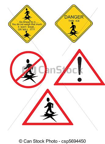 Clipart Of Danger Thin Ice   Danger And Warning Signs For Thin Ice
