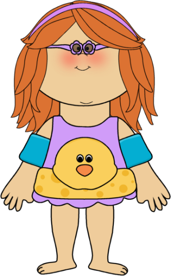 Girl Ready To Swim Clip Art Image   Red Haired Girl Wearing A Purple