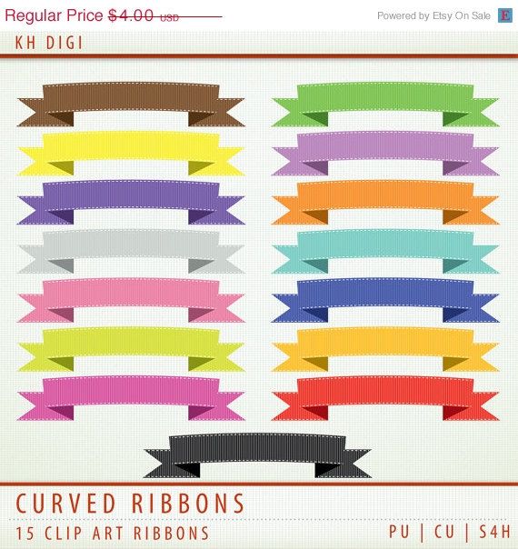 50 Off Sale Digital Scrapbooking Ribbons Clipart 15 By Khdigi  2 00