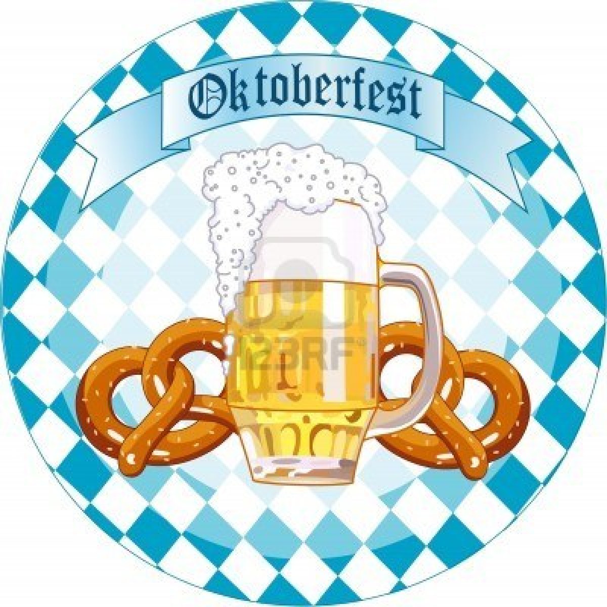 7628226 Round Oktoberfest Celebration Design With Beer And Pretzel