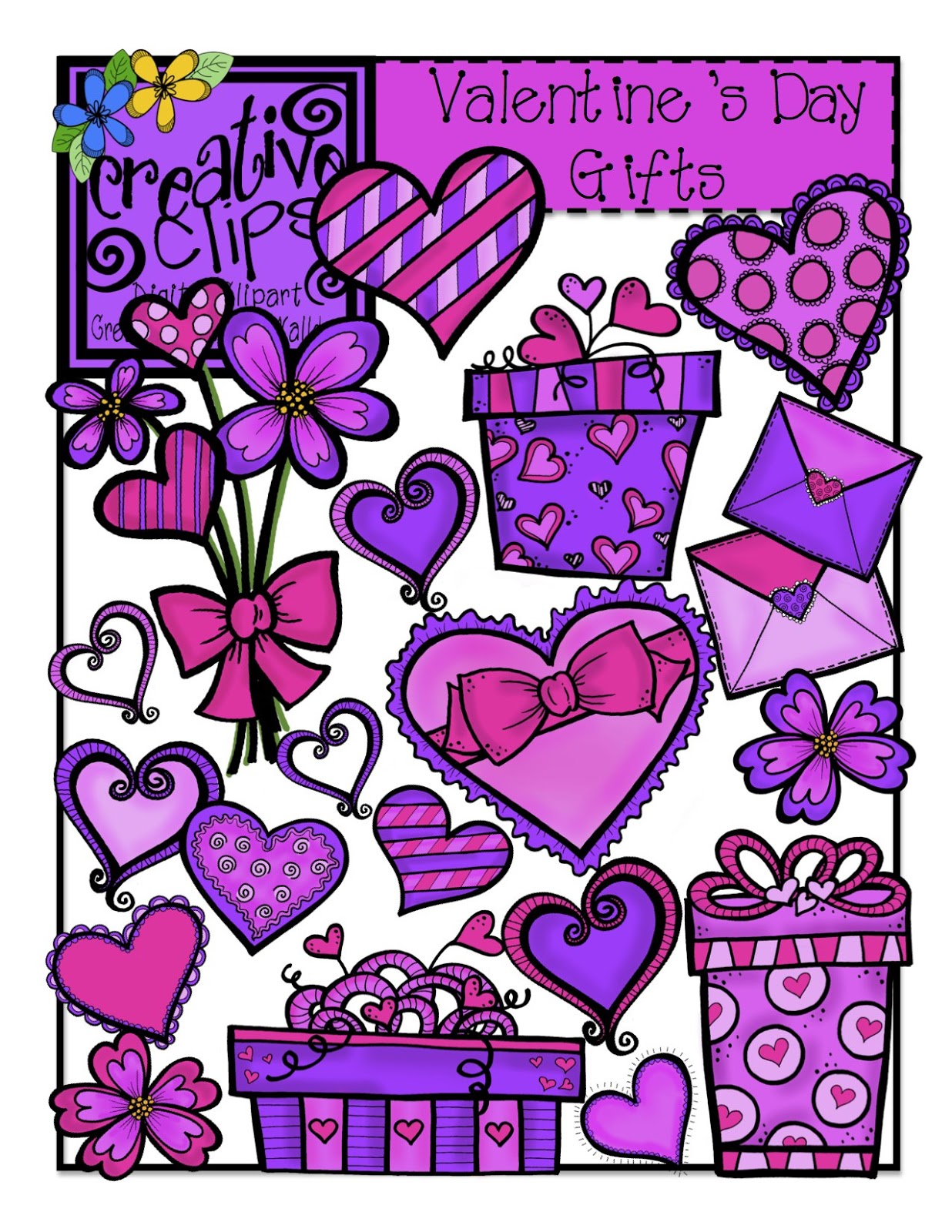 The Creative Chalkboard  Valentine Clipart Sale   2 00 And  1 00 Sets 