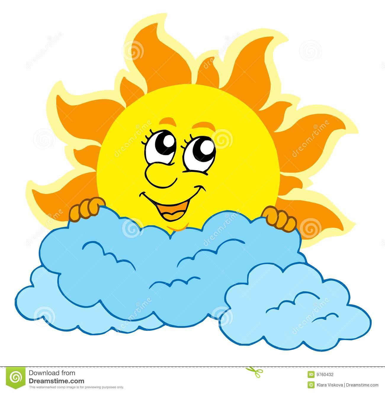 Cute Cartoon Sun With Clouds Stock Photography   Image  9760432