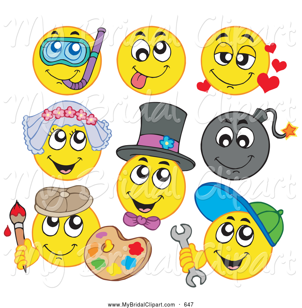 Bridal Clipart Of A Digital Collage Of Eight Yellow Emoticons By