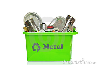 Photo Of A Green Metal Recycling Bin Isolated On A White Background 