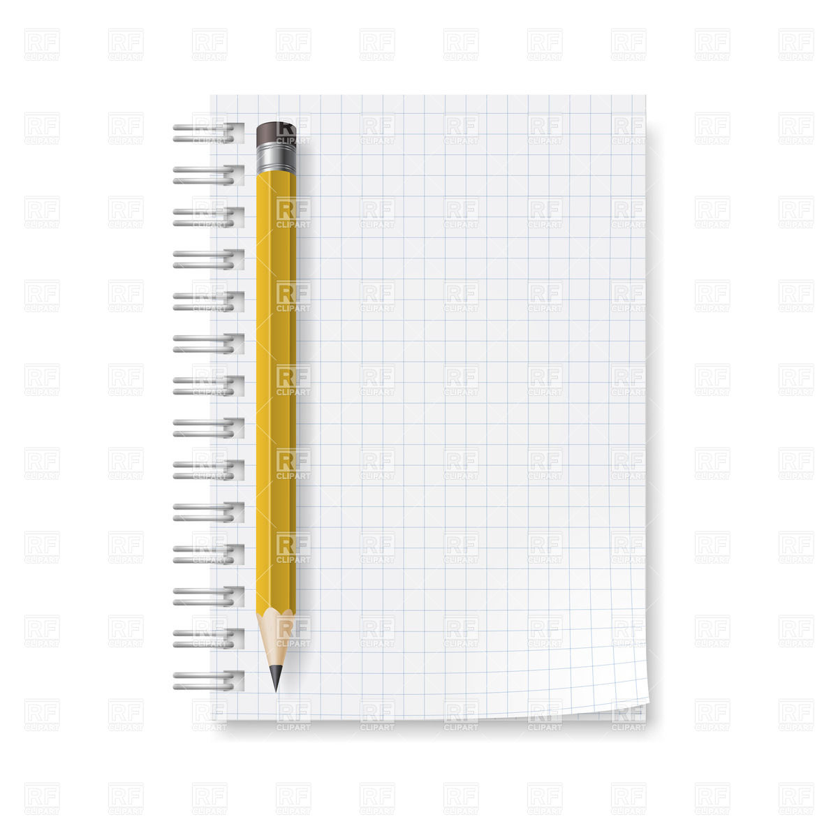 Spiral Notepad With Sheets In A Cage And Pencil With Eraser Download