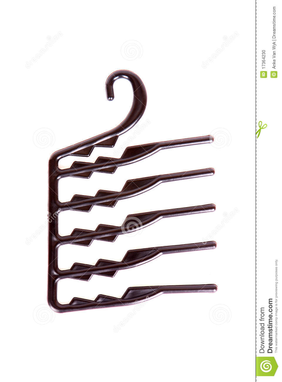 Big Black Plastic Hanger For Five Trousers  Image Isolated On White