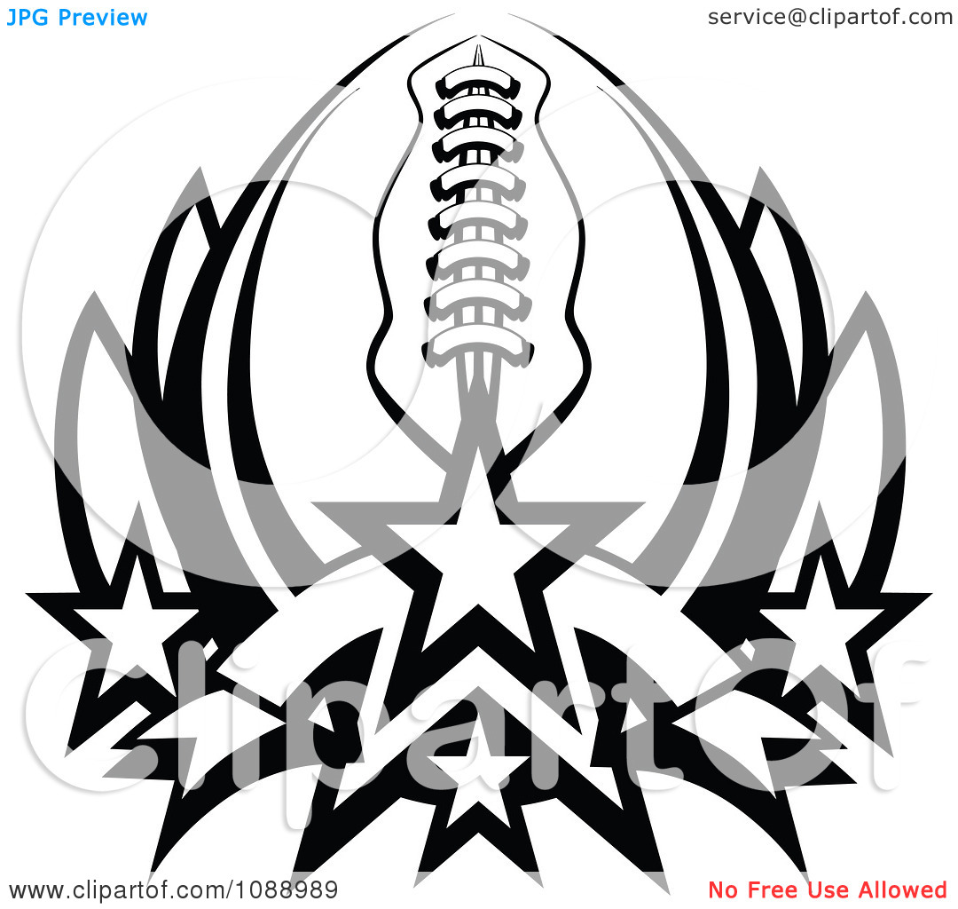 Clipart Black And White American Football With Stars Forming A Lotus
