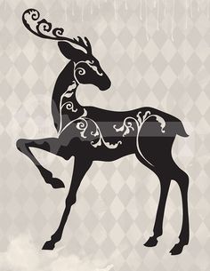 Filigree Reindeer Christmas Silhouette Original By Tanglesgraphics  1