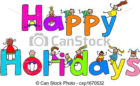 Happy Holidays Text Message With Little    Csp1670532   Search Clipart