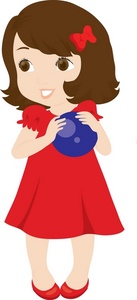 Kid Clipart Image   Little Girl In A Red Dress Holding A Ball