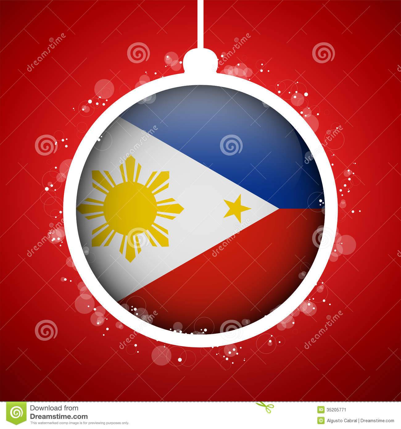 Merry Christmas Red Ball With Flag Philippines Stock Image   Image
