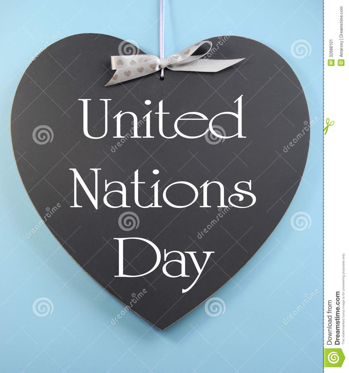 Stock Image  United Nations Day Text Message Greeting Written On Heart