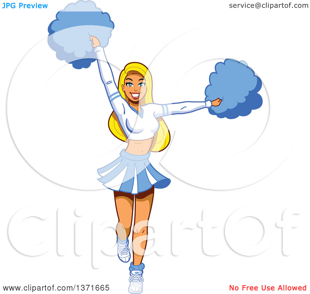 Clipart Of A Blond White Female Cheerleader   Royalty Free Vector