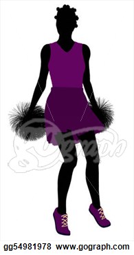 Female Cheerleader Silhouette On A White Background  Clipart