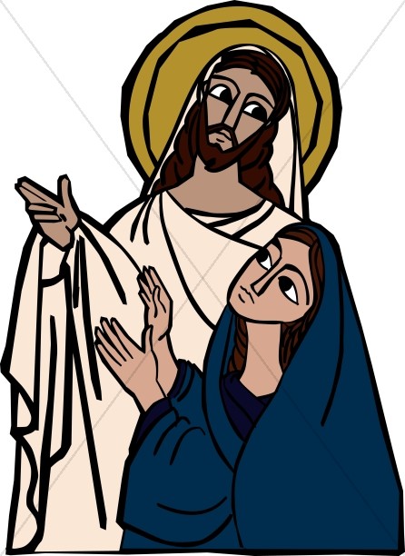 Jesus Shows The Marks In His Hands To Mary