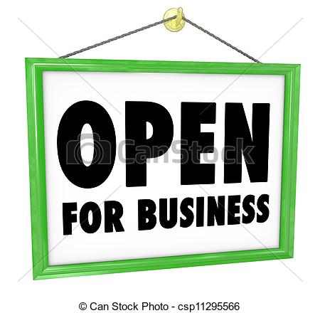 Stock Illustration Of Open For Business Sign Hanging Store Window Door