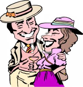 Couple Socializing   Royalty Free Clipart Picture