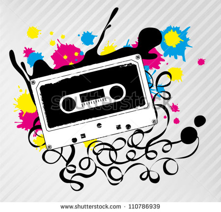 Cassette Tape With Ink Splash Graphic Vector   Stock Vector