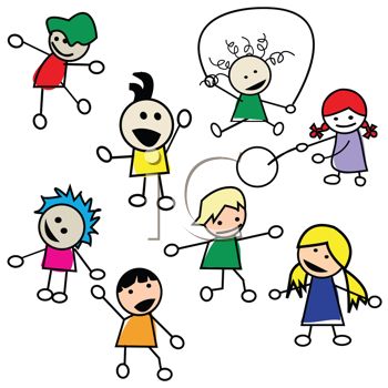 0118 1935 Stick Figures Of Preschool Kids Playing Clipart Image Jpg