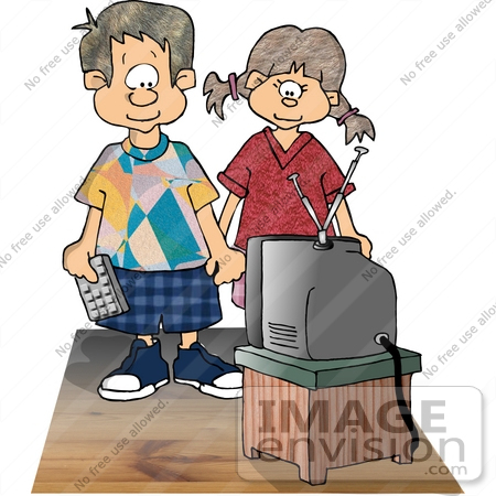 Boy And Girl Watching Tv Clipart    17480 By Djart   Royalty Free