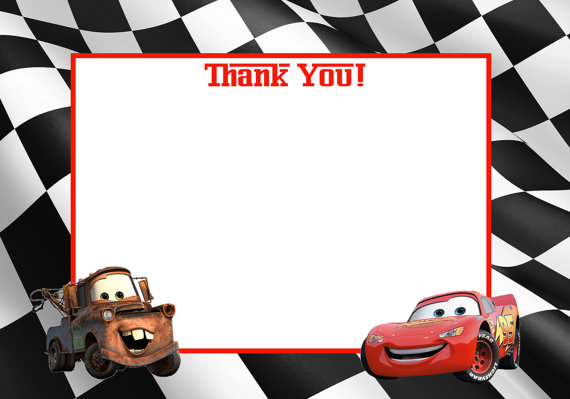 Disney Cars Printable Thank You Card Lightening Mcqueen And Tow Mater