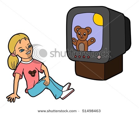 Girl Watching Tv Clipart 1048048 Royalty Free Rf Clip Art Illustration