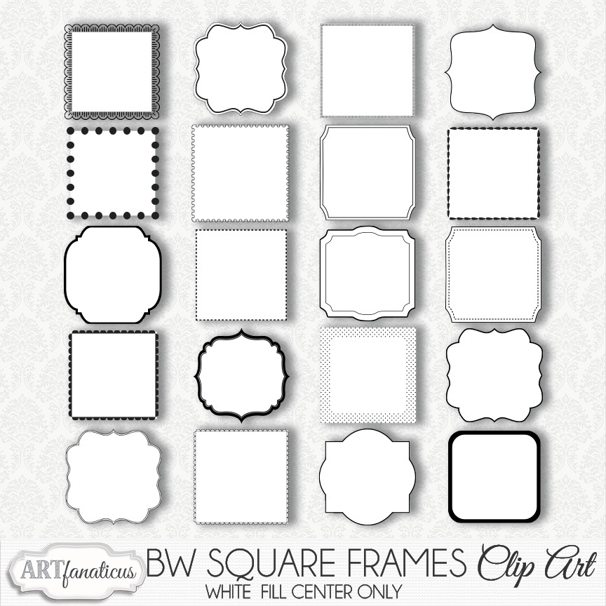 Black   White Square Frames Clipart   3 0mb  Zip File   Sellfy Com