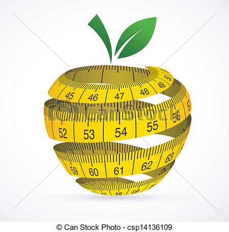Vector   Apple And Measuring Tape Diet Symbol   Stock Illustration