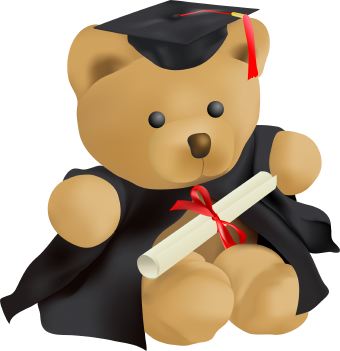 Clip Art Of A Teddy Bear Graduating With Cap Gown And Diploma