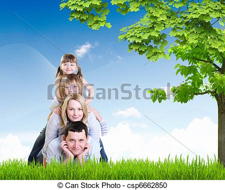 Stock Illustration Of Happy Family Spending Time Together Outdoors